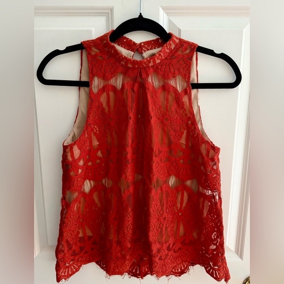 love, Fire Tops - love, Fire Burnt Orange Lace Sleeveless Blouse size small